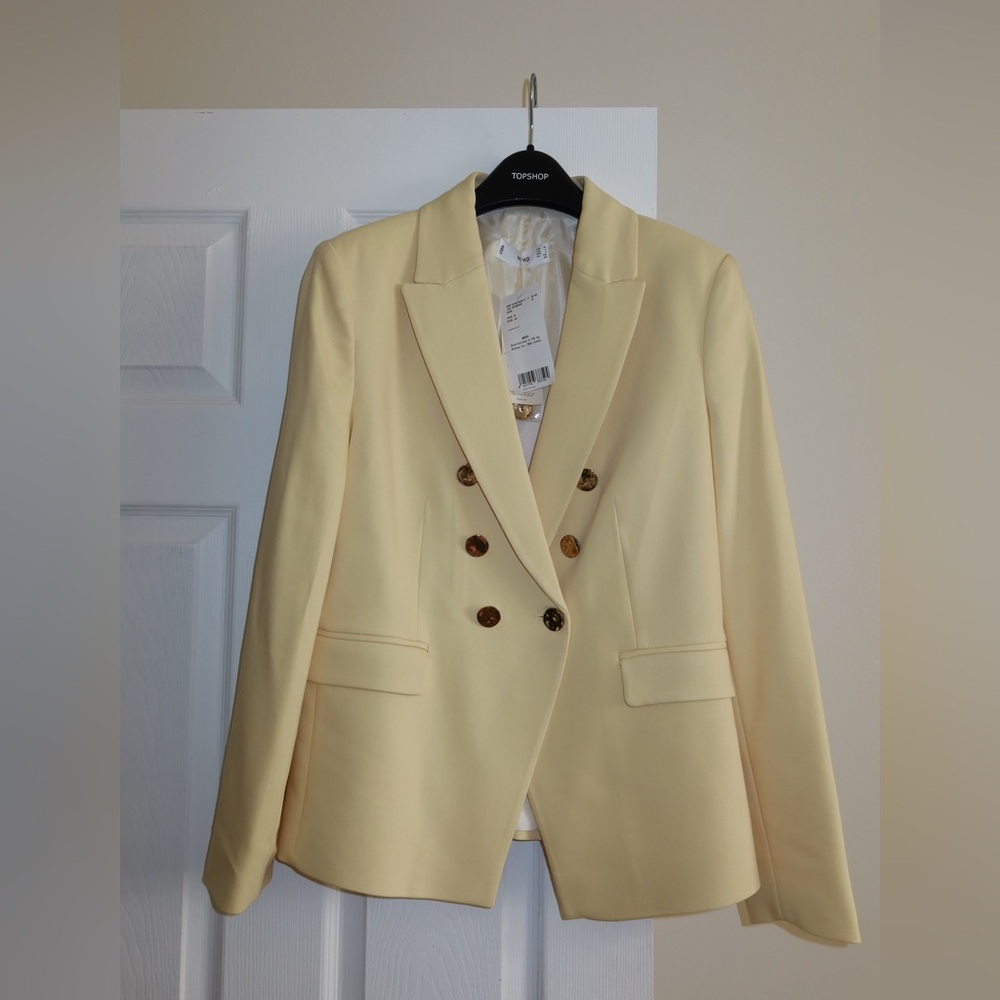 Mango Butter Yellow Double-Breasted Women's Blazer